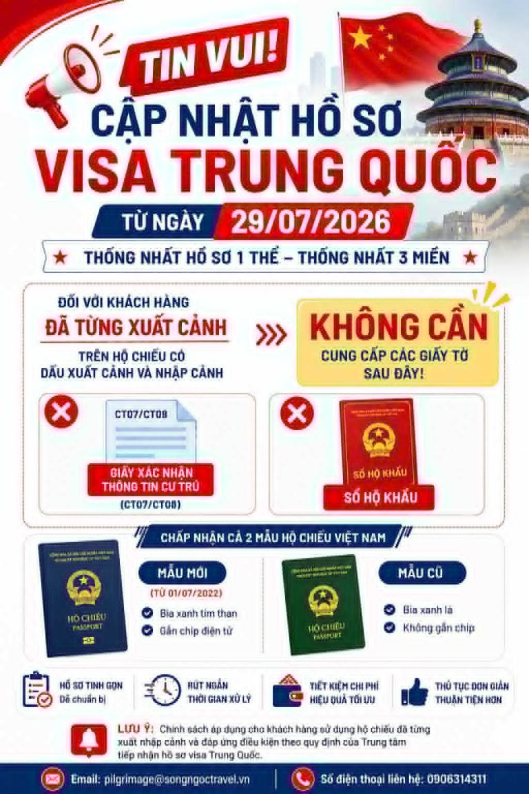 CẬP NHẬT HỒ SƠ VISA TRUNG QUỐC TỪ 29/07/2026