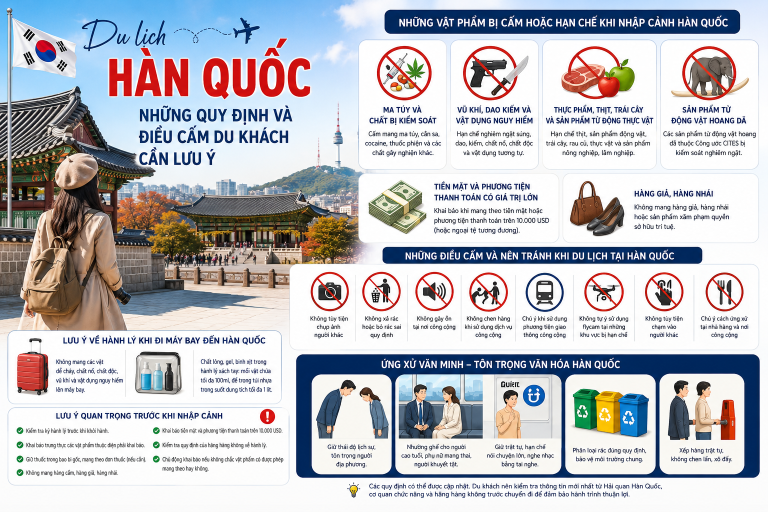 Quy định du lịch Hàn Quốc: Những điều du khách cần biết trước khi khởi hành