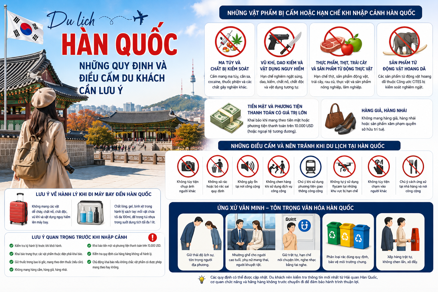 Quy định du lịch Hàn Quốc: Những điều du khách cần biết trước khi khởi hành