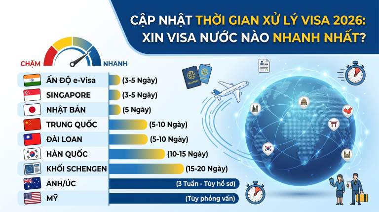 Xếp hạng thời gian xử lý visa 2026: Xin visa nước nào nhanh nhất?