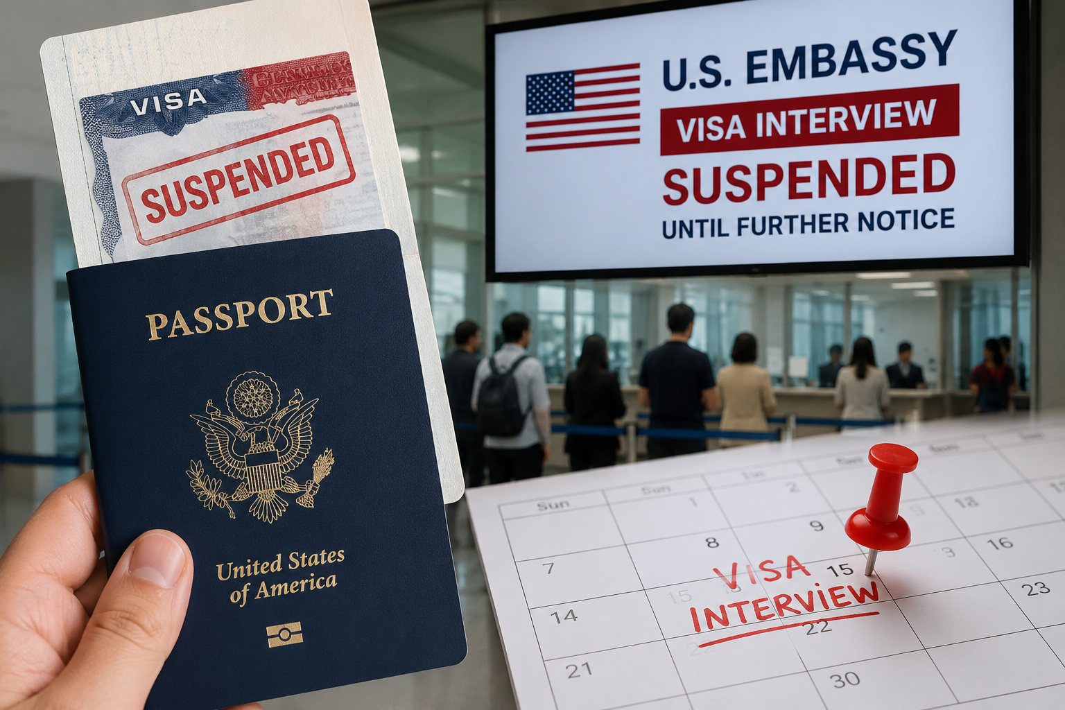 Mỹ tạm dừng phỏng vấn visa trên toàn cầu