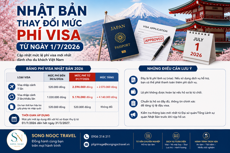 Nhật Bản thay đổi mức phí visa từ ngày 1/7/2026