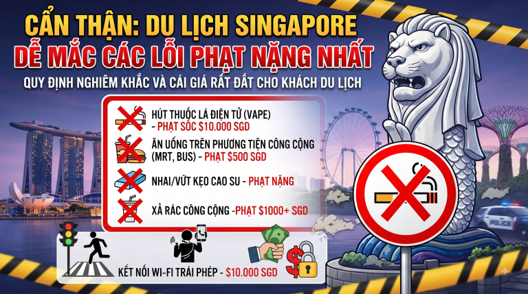 Những lỗi vi phạm luật pháp dễ mắc phải khi du lịch Singapore và mức phạt “cháy túi”